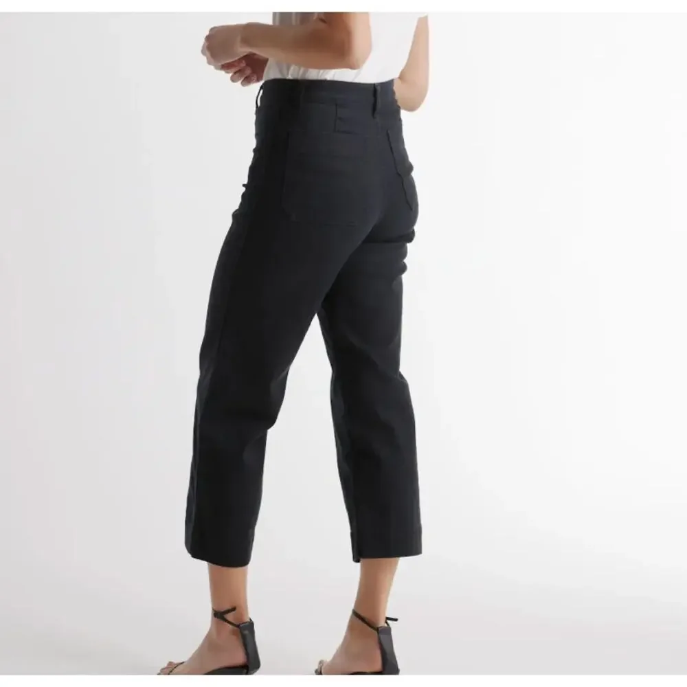 NWT Quince Women's Organic Stretch Cotton Twill Wide-Leg Crop Pants Black SZ 27 - Picture 14 of 14